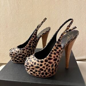 GUISEPPE ZANOTTI BRAND NEW IN BOX Patent Leopard Print Slingback - Size 35.5